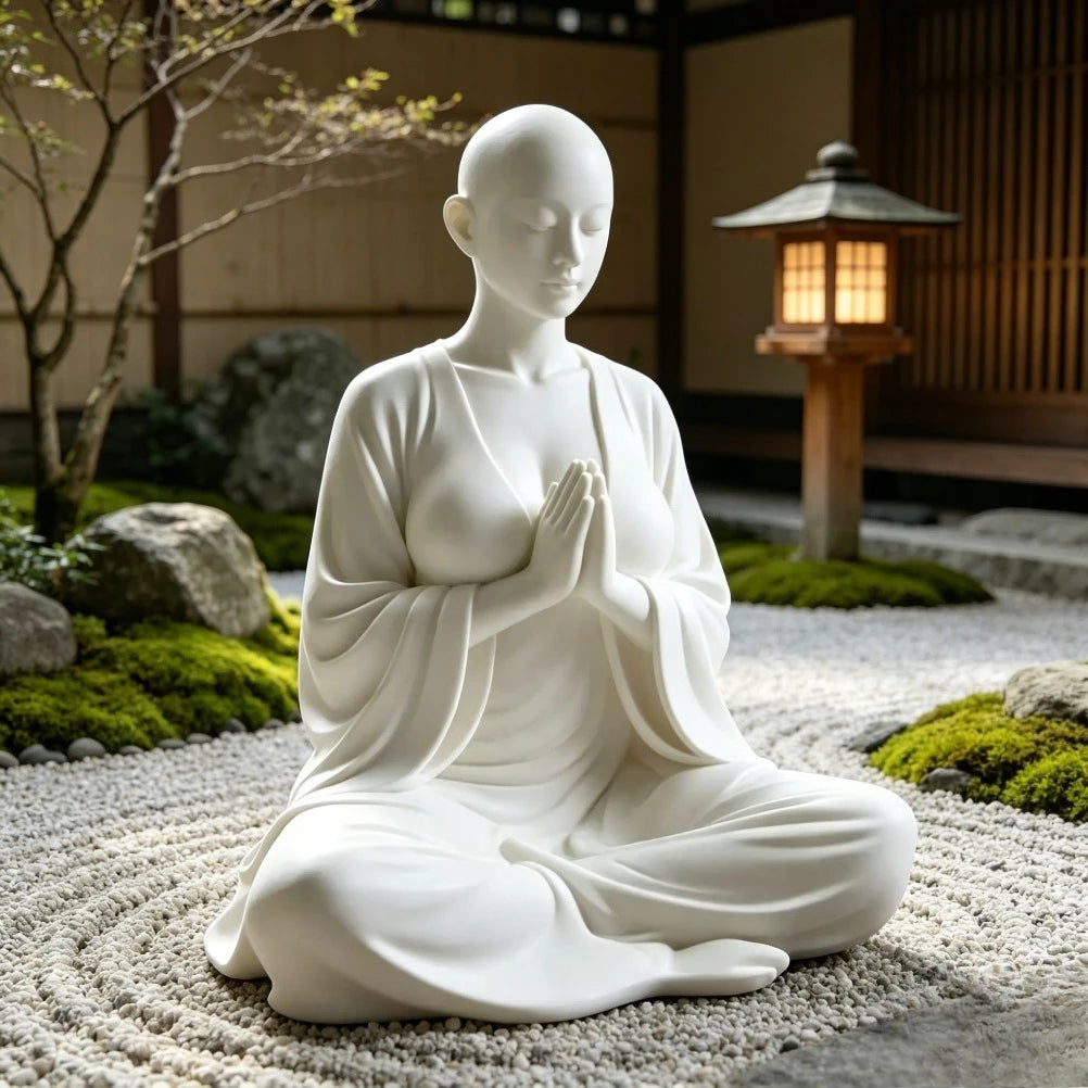 Estátua Zen de Meditação 3D — Escultura Minimalista para Decoração