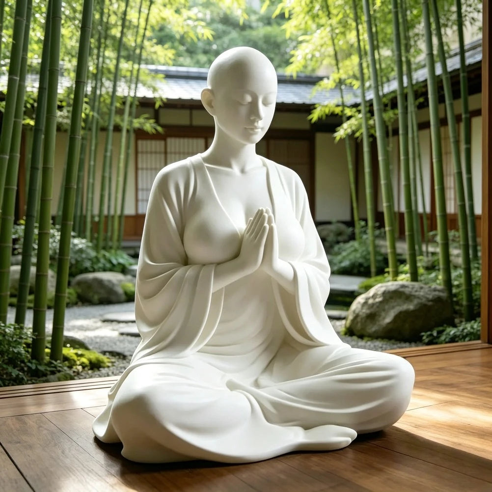 Estátua Zen de Meditação 3D — Escultura Minimalista para Decoração