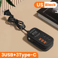 6 Ports USB Fast Charger Power Strip Desktop Charging Station Fast Charging EU/UK/US Plug USB HUB Adapter Socket 3Type C 3USB