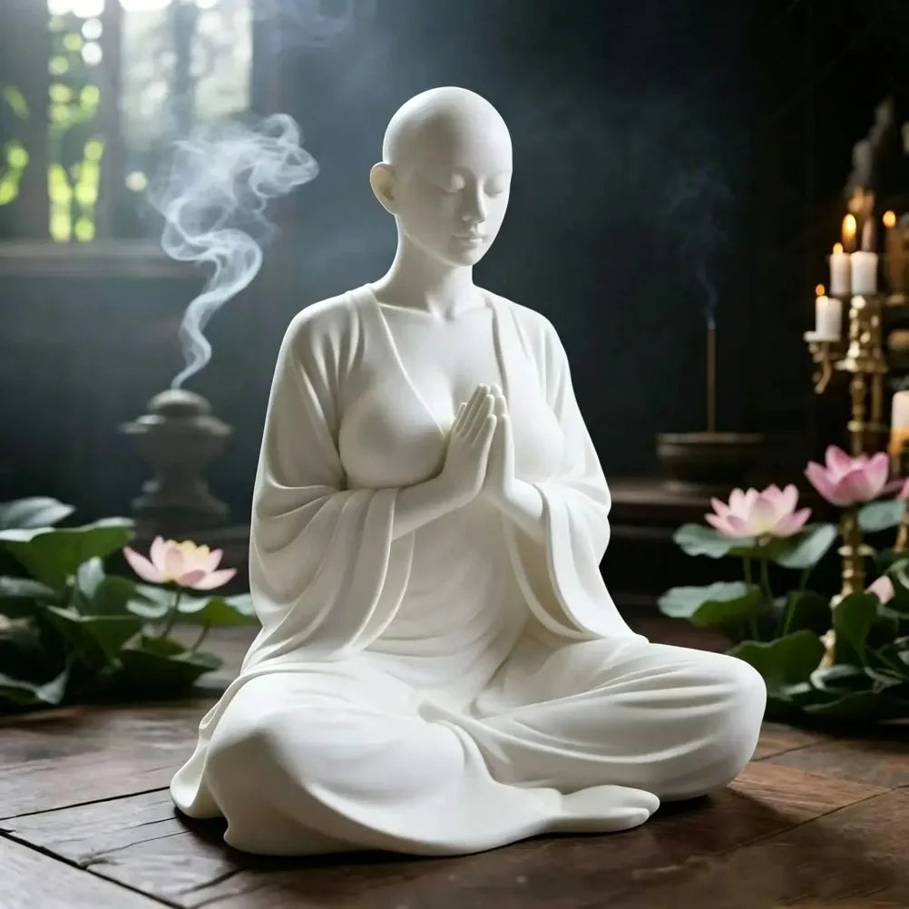 Estátua Zen de Meditação 3D — Escultura Minimalista para Decoração