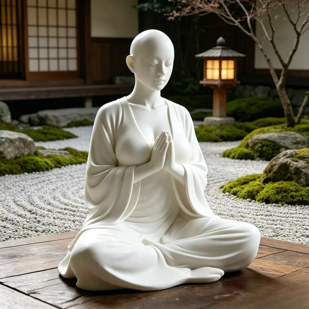Estátua Zen de Meditação 3D — Escultura Minimalista para Decoração