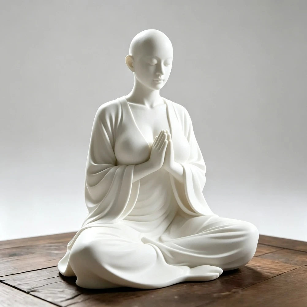 Estátua Zen de Meditação 3D — Escultura Minimalista para Decoração