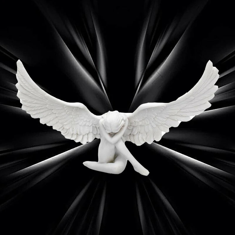 Angel Wing Figurine Modern 3D Embrace Angel Wings Sculpture Crafts 3D Angel Wing Statue Figurine Resin Artwork Craft Home Decor