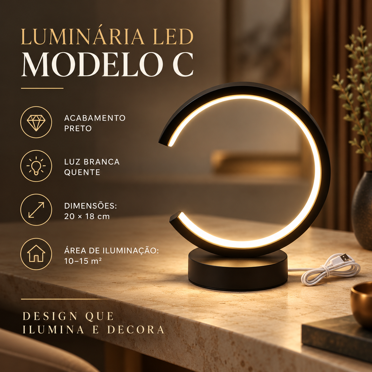 Luminária de Mesa LED Arte