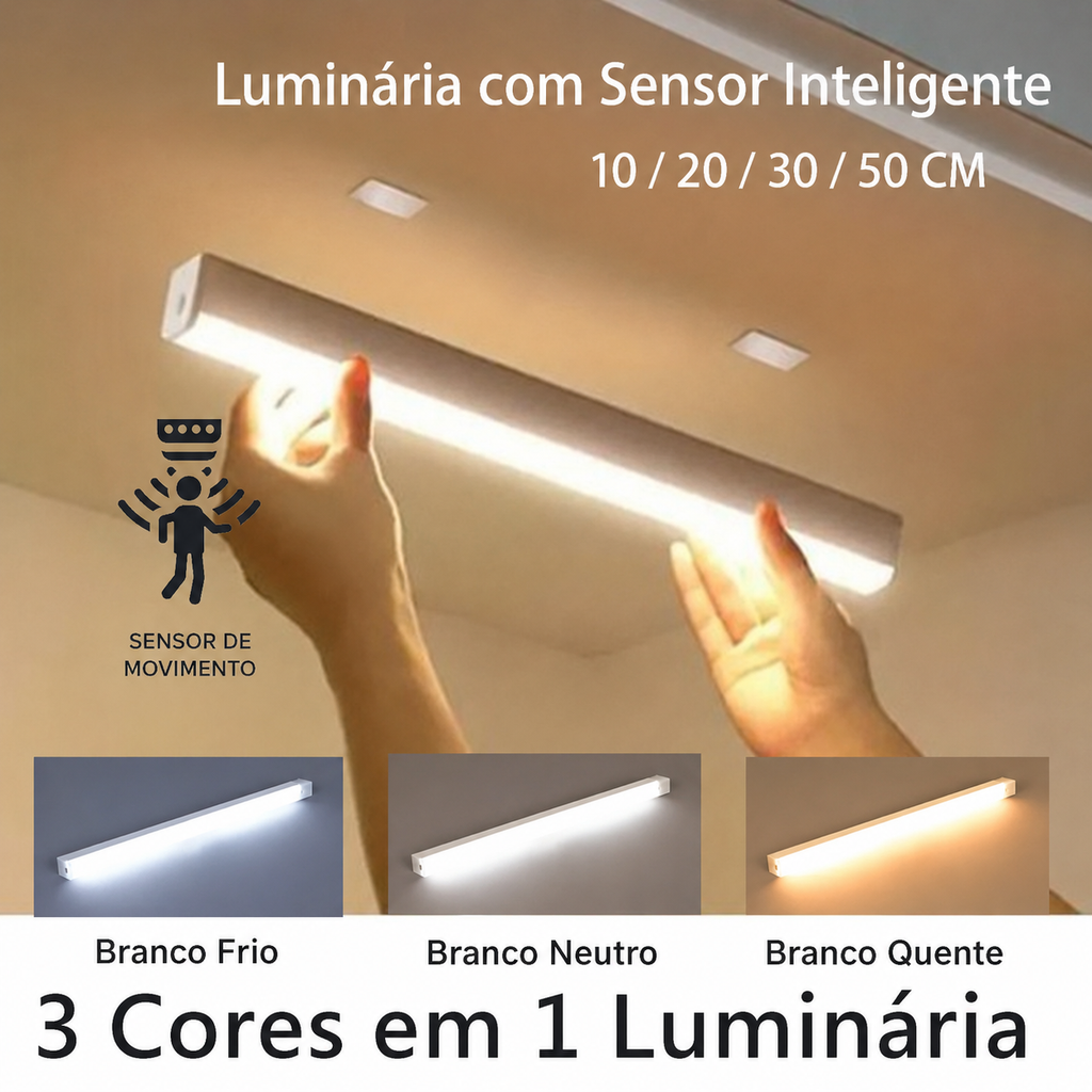 Luminária LED Sem Fio com Sensor de Movimento