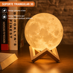 Luminária Lua LED com Efeito Estrelado, Alimentada por Bateria, com Suporte – Luz Noturna Decorativa para Quarto e Presente