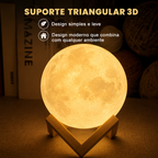 Luminária Lua LED com Efeito Estrelado, Alimentada por Bateria, com Suporte – Luz Noturna Decorativa para Quarto e Presente