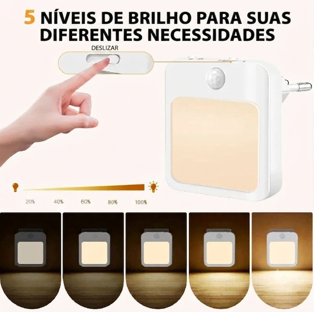 Luminária Noturna LED de Tomada com Sensor de Movimento Bivolt