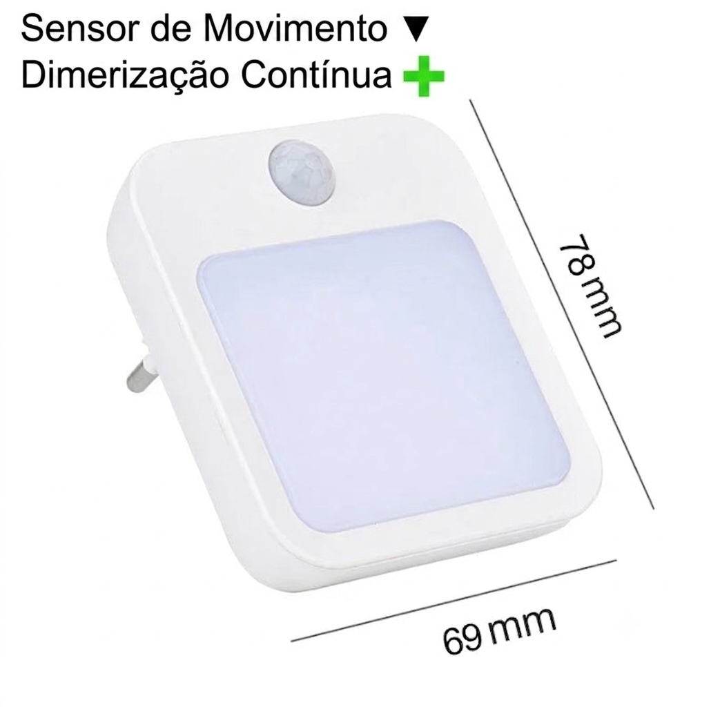 Luminária Noturna LED de Tomada com Sensor de Movimento Bivolt